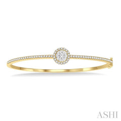 Stackable Round Shape Halo Lovebright Essential Diamond Bangle