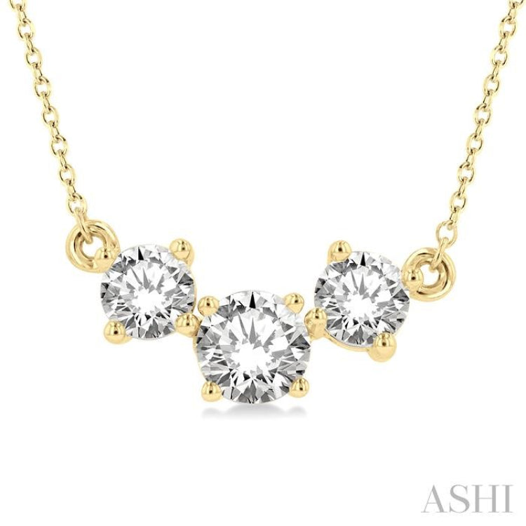 Round Shape Past Present & Future Diamond Necklace