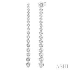 1 Ctw Round Cut Diamond Riviera Drop Earrings in 14K White Gold