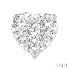 1/2 Ctw Heart Shape Lovebright Round Cut Diamond Stud Earring in 14K White Gold