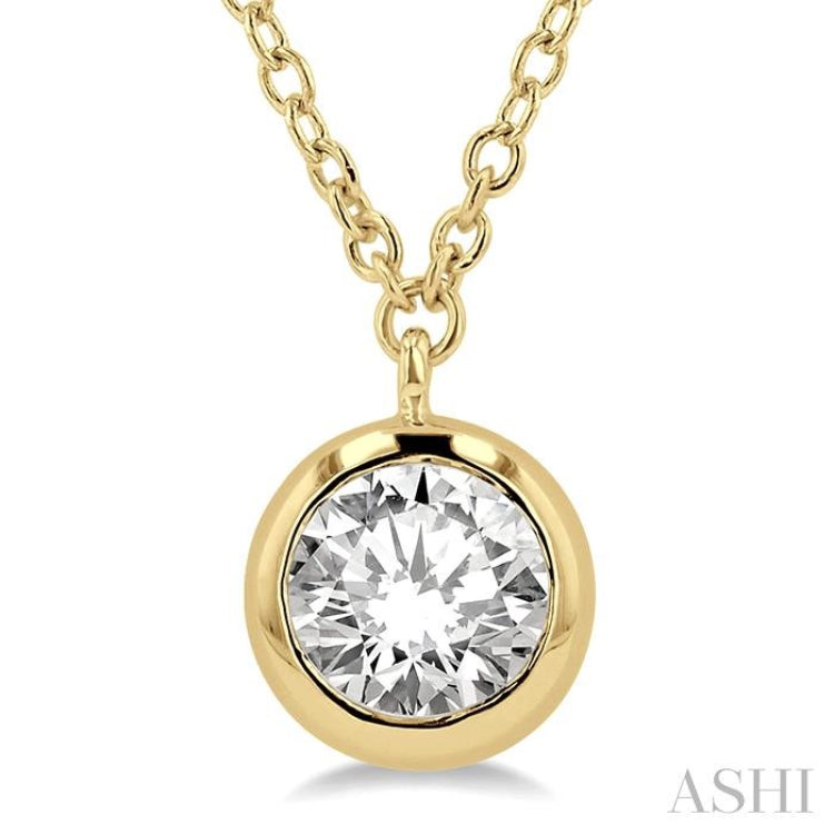 Round Shape Bezel Set Diamond Necklace