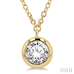 Round Shape Bezel Set Diamond Necklace