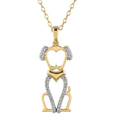 ZooLightful™ 14k Yellow Gold Cutout Dog Pendant Diamond 0.14 Ctw