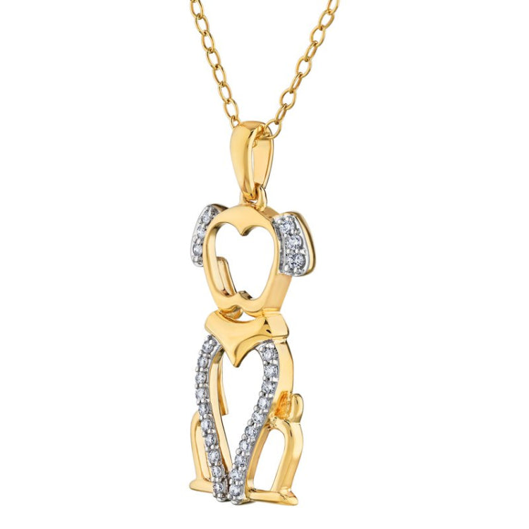 Zoolightful™ 14K Yellow Gold Cutout Dog Pendant Diamond