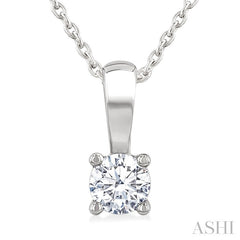 1/4 Ctw Prong Set Round Cut Diamond Solitaire Pendant With Chain in 14K White Gold