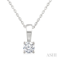 1/5 Ctw Prong Set Round Cut Diamond Solitaire Pendant With Chain in 14K White Gold