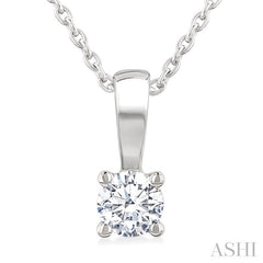 1/5 Ctw Prong Set Round Cut Diamond Solitaire Pendant With Chain in 14K White Gold