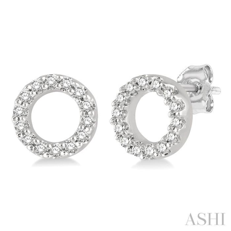 1/10 Ctw Circular Round Cut Diamond Petite Fashion Earrings in 10K White Gold