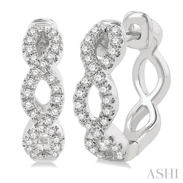 Swirl Petite Diamond Huggie Fashion Earrings