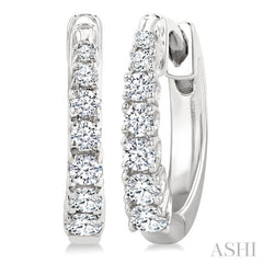 1/4 Ctw Graduated Round Cut Diamond Fashion Huggie Petites in 10K White Gold