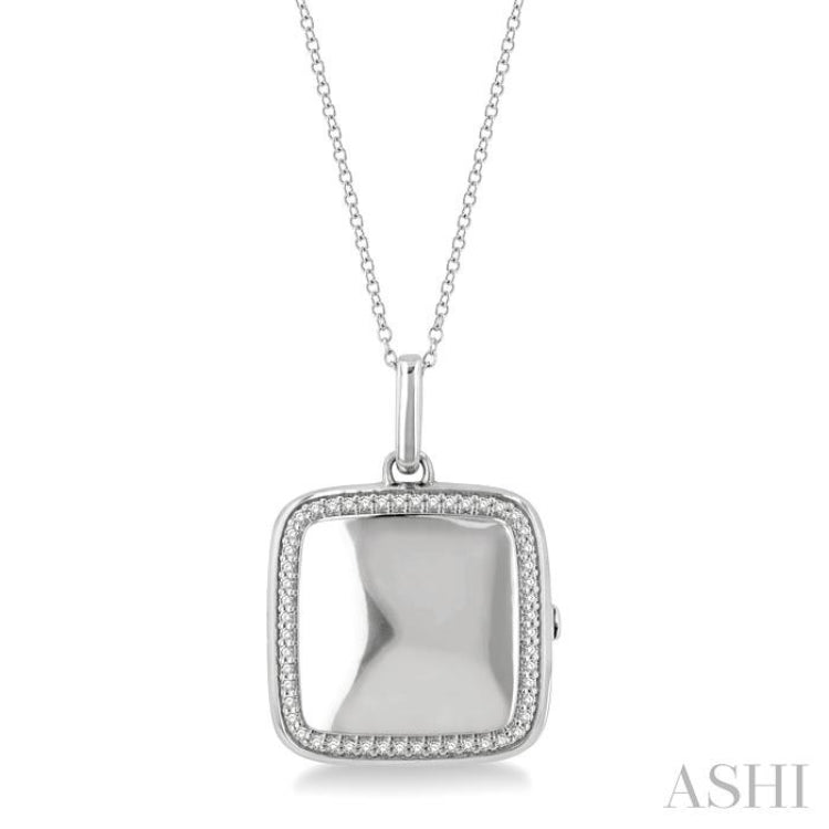 Silver Square Diamond Locket Pendant