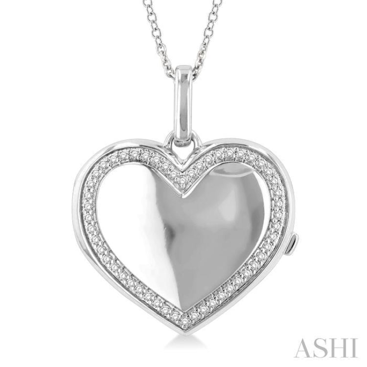 Silver Heart Shape Diamond Locket Pendant