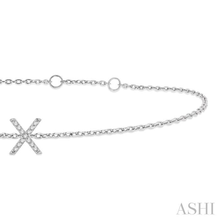 'X' Initial Diamond Chain Bracelet