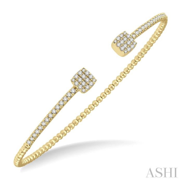 Stackable Cushion Shape Diamond Open Cuff Bangle