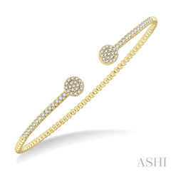 Round Shape Stackable Diamond Open Cuff Bangle