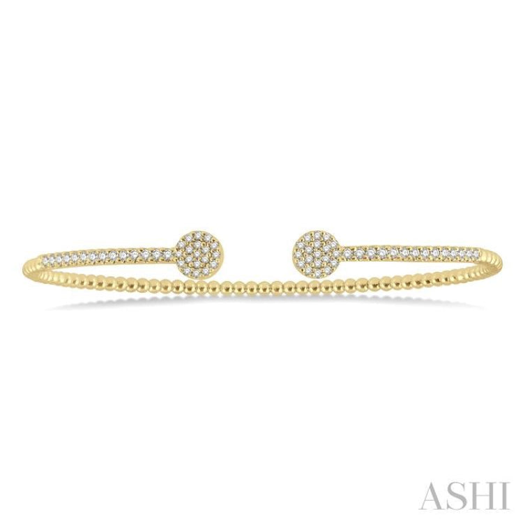 Round Shape Stackable Diamond Open Cuff Bangle