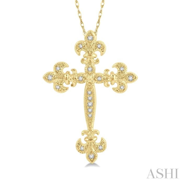 Cross Fleur De Lis Diamond Fashion Pendant