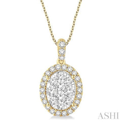 Oval Shape Halo Lovebright Essential Diamond Pendant