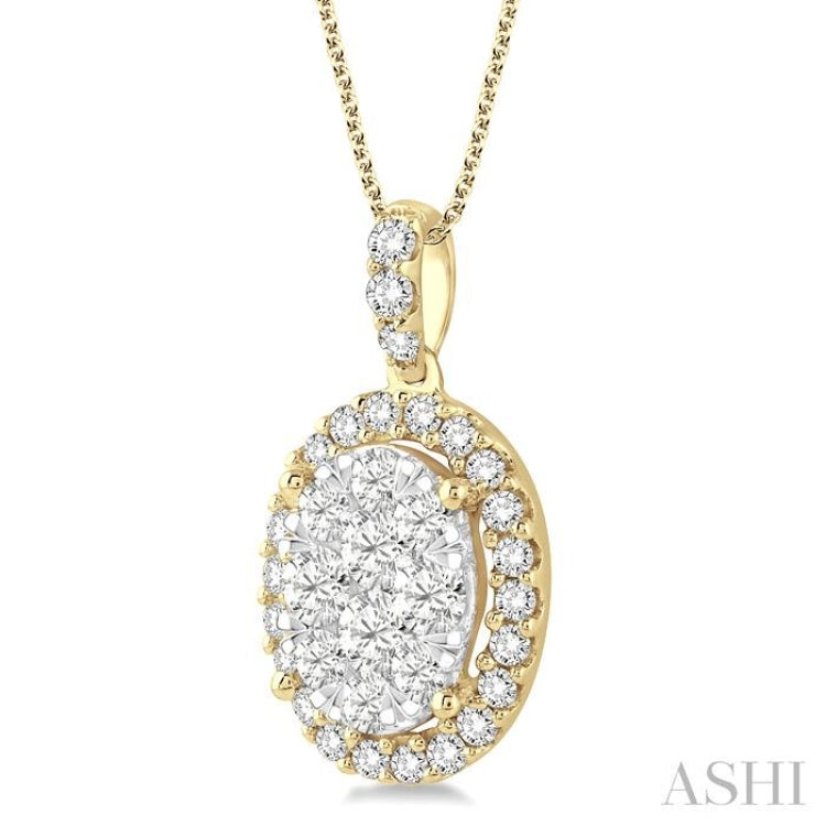 Oval Shape Halo Lovebright Essential Diamond Pendant