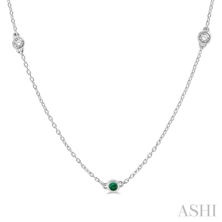 Gemstone & Diamond Station Necklace