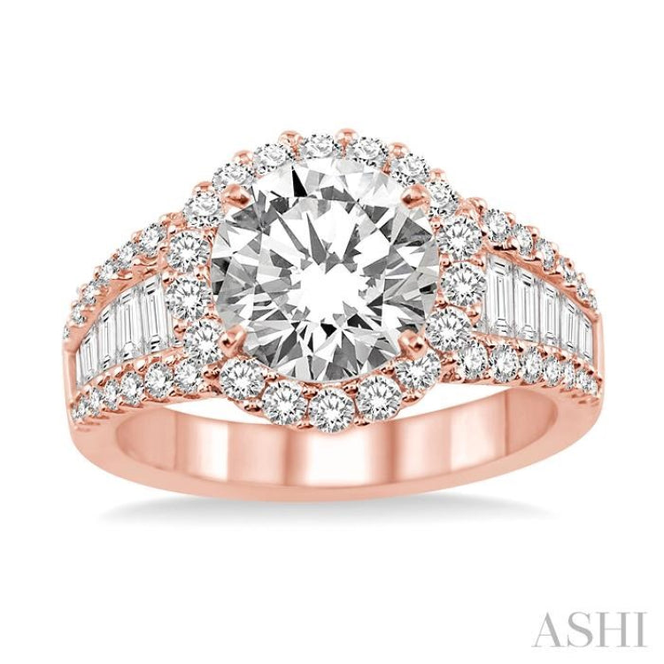 Round Shape Semi-Mount Halo Diamond Engagement Ring