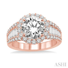 Round Shape Semi-Mount Halo Diamond Engagement Ring