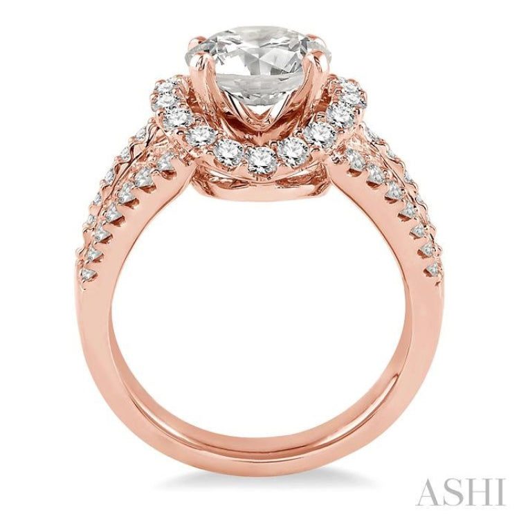 Round Shape Semi-Mount Halo Diamond Engagement Ring