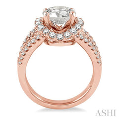 Round Shape Semi-Mount Halo Diamond Engagement Ring