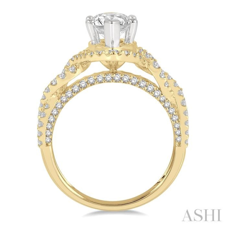 Marquise Shape Semi-Mount Halo Diamond Engagement Ring