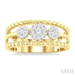 1/4 Ctw Past Present and Future Lovebright Round Cut Diamond Bead Bijoux Fashion Ring in 14K Yellow and White Gold