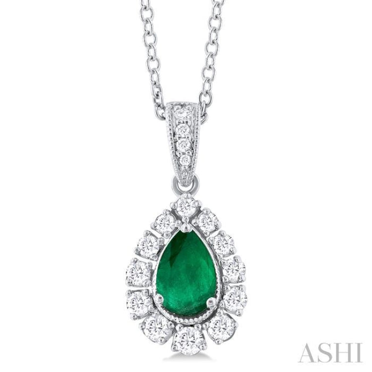 Pear Shape Gemstone & Halo Diamond Pendant