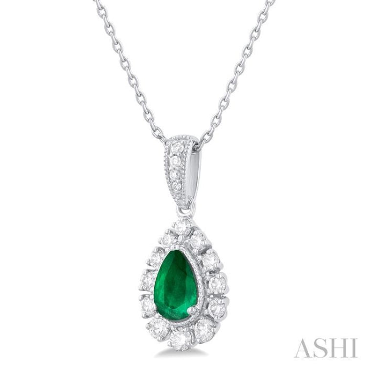 Pear Shape Gemstone & Halo Diamond Pendant