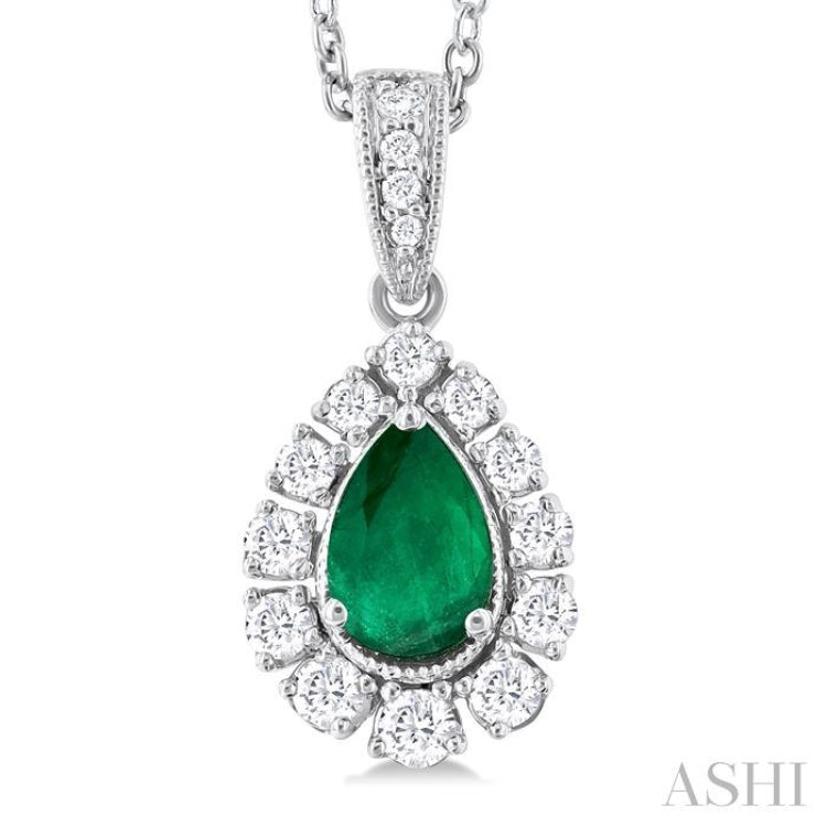 Pear Shape Gemstone & Halo Diamond Pendant