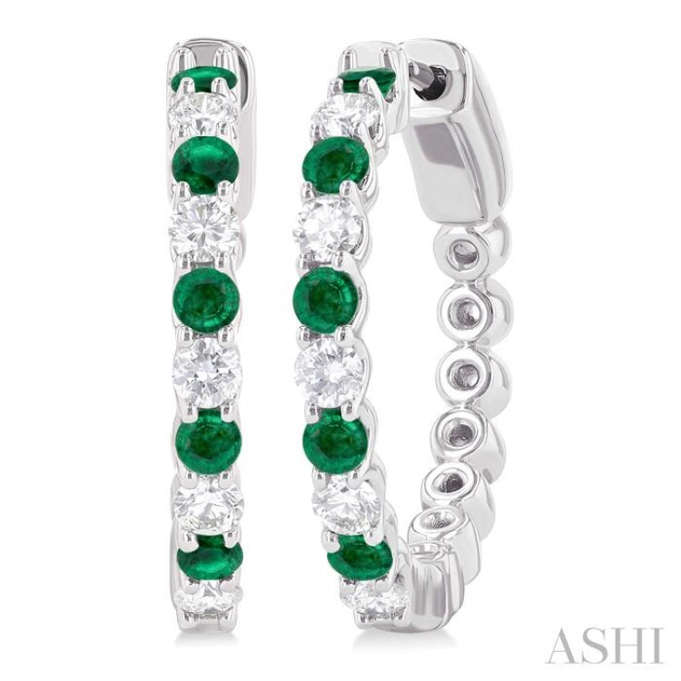 Alternate Gemstone & Diamond Hoop Earrings