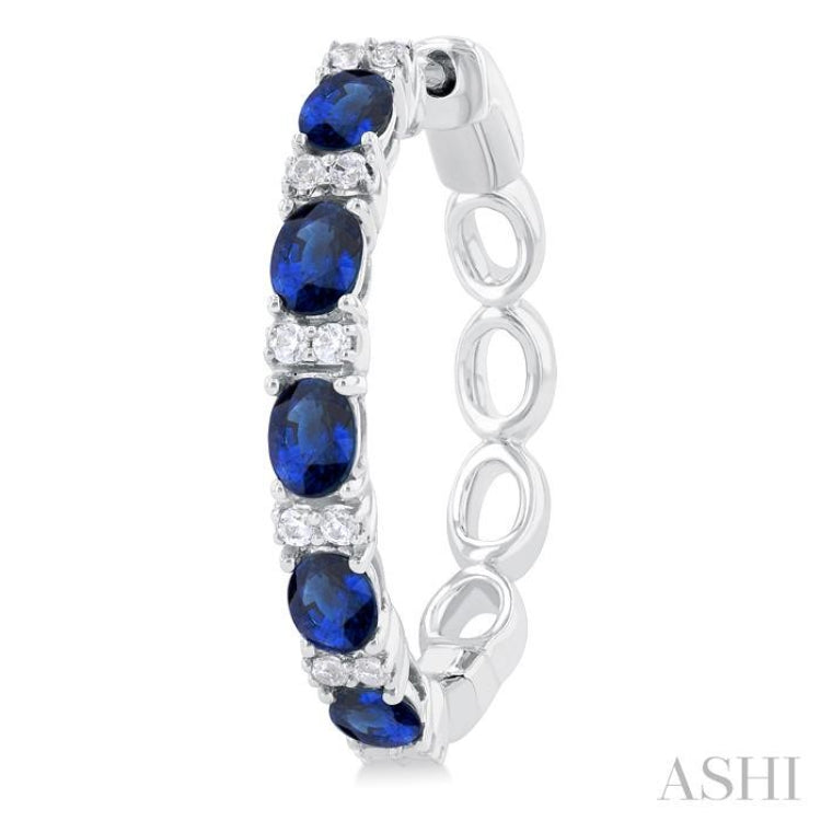 Oval Shape Alternate Gemstone & Diamond Hoop Earrings