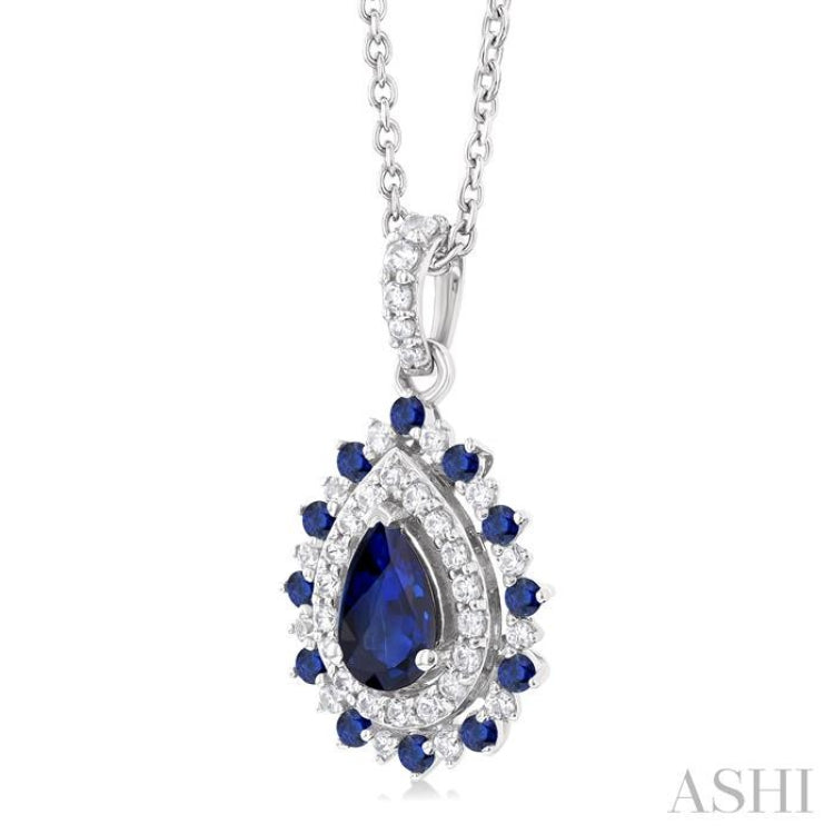 Pear Shape Gemstone & Halo Diamond Pendant