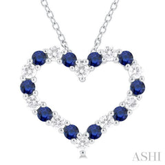 Heart Shape Alternate Gemstone & Diamond Fashion Pendant