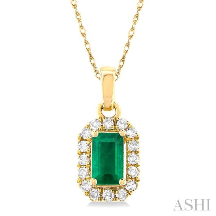 Gemstone & Halo Diamond Pendant