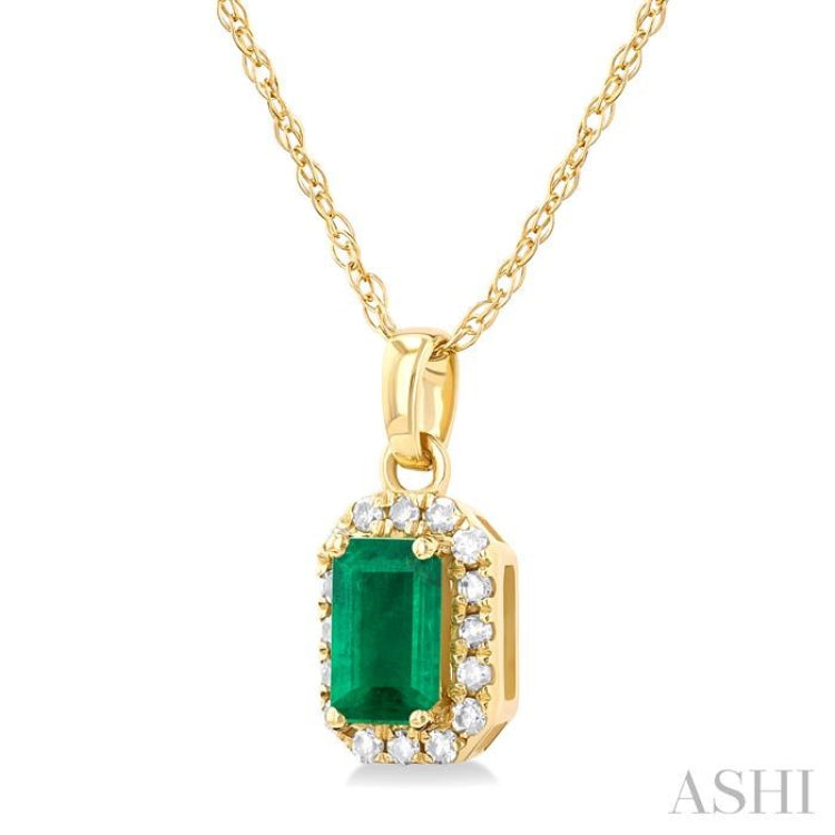 Gemstone & Halo Diamond Pendant