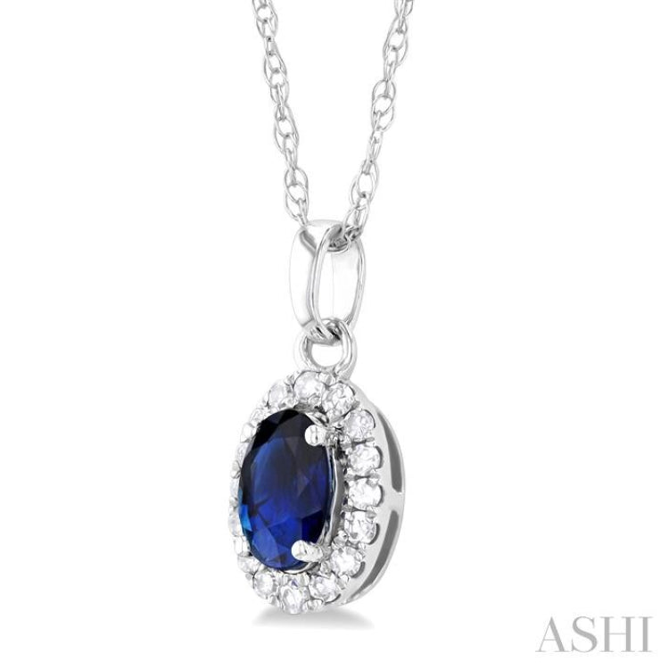 Oval Shape Gemstone & Halo Diamond Pendant