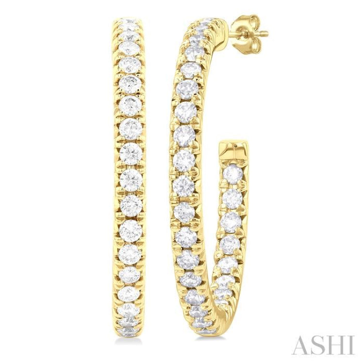 Pave Set Inside-Out Diamond Half Hoop Earrings