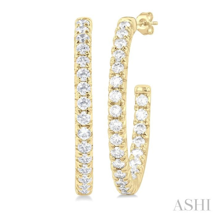 Pave Set Inside-Out Diamond Half Hoop Earrings