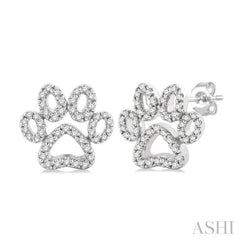 Dog Paw Petite Diamond Fashion Earrings