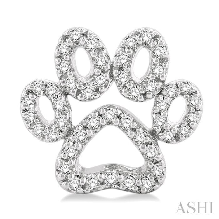 Dog Paw Petite Diamond Fashion Earrings