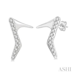 1/20 Ctw Petite High Heel Pumps Round Cut Diamond Fashion Stud Earrings in 10K White Gold