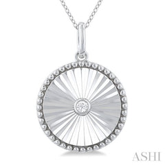 Silver Circle Fluted Medallion Diamond Pendant