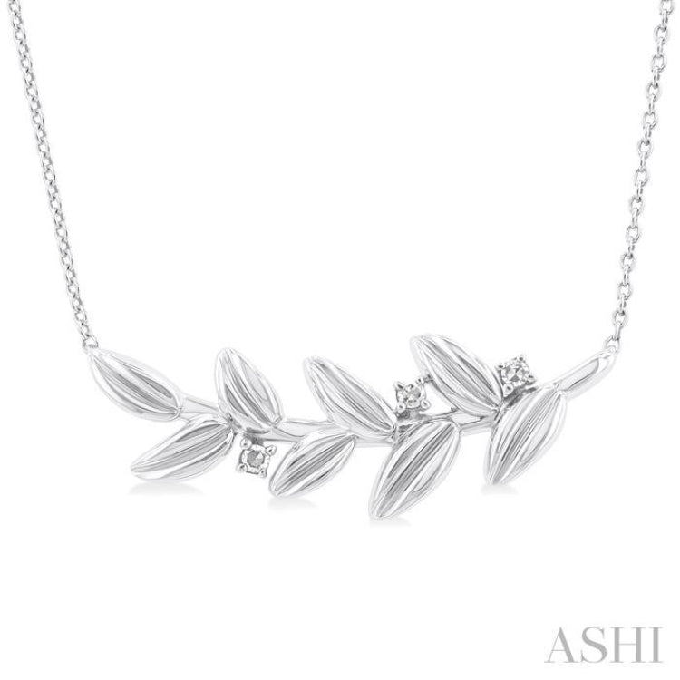 Silver Leaf Diamond Fashion Pendant