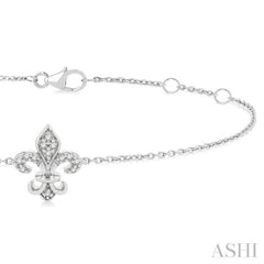 1/20 Ctw Petite Fleur De Lis Round Cut Diamond Fashion Bracelet in 10K White Gold