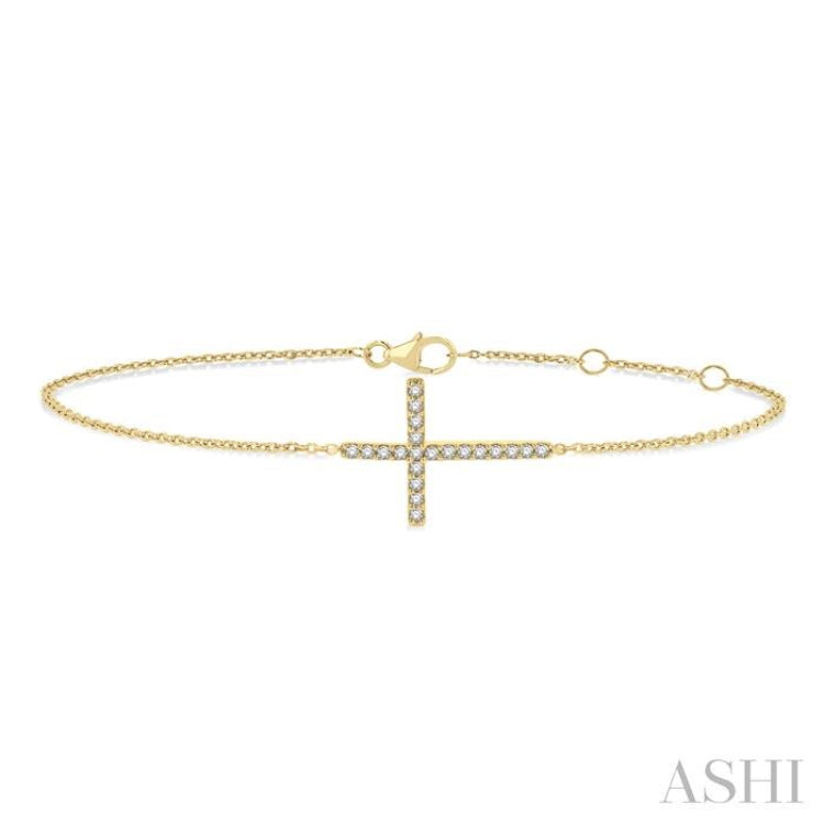 Sideway Cross Petite Diamond Fashion Chain Bracelet