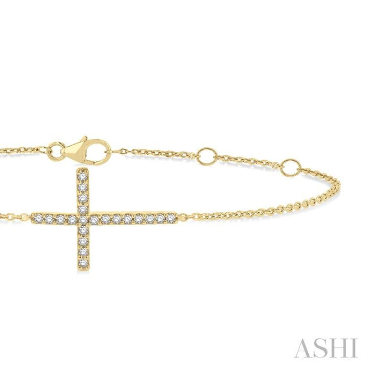 Sideway Cross Petite Diamond Fashion Chain Bracelet